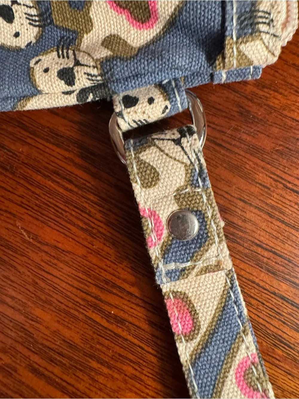 bungalow 360 Blue Otter Print Wristlet with Pink Stripe
